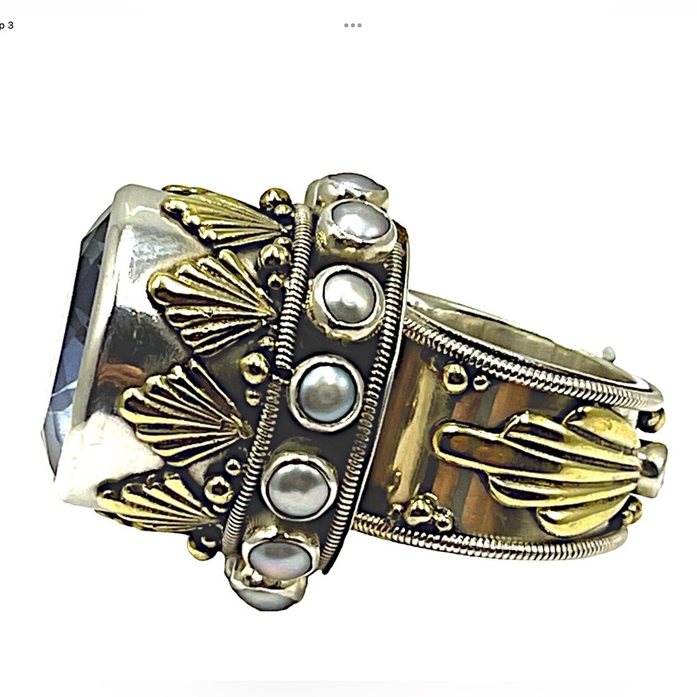 Mars&Valentine imperial sterling art deco fan quartz statement cocktail ring - Picture 5 of 16